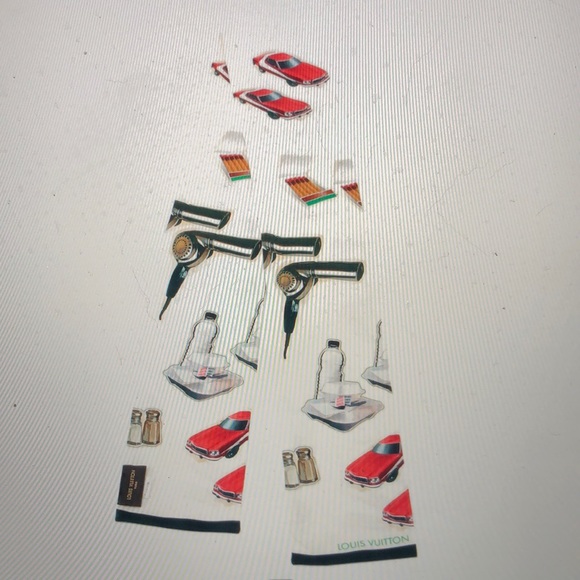 #0159 Louis Vuitton Limited Edition Sticker Print Silk Twill Bandeau Scarf - EUC